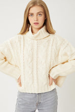 Load image into Gallery viewer, Turtle Neck Cable Knit Sweater
