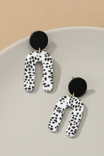 Load image into Gallery viewer, Black and white animal print arch drop earrings
