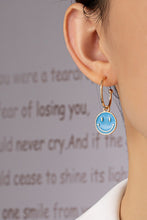 Load image into Gallery viewer, Smiley face charm hoop earrings
