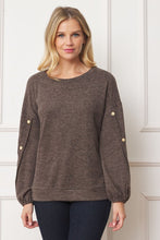 Load image into Gallery viewer, Drop Shoulder Button Sleeve Detail Top

