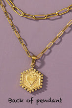 Load image into Gallery viewer, 2 row brass double sided hexagon initial necklace

