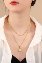 Load image into Gallery viewer, 2 row brass double sided hexagon initial necklace
