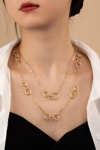 Load image into Gallery viewer, 2 row chain necklace with multi hoops stationed
