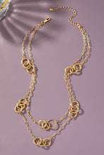 Load image into Gallery viewer, 2 row chain necklace with multi hoops stationed
