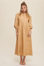 Load image into Gallery viewer, Button Front Puff Sleeve Babydoll Maxi Dress
