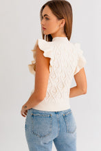 Load image into Gallery viewer, Mock Neck Ruffle Sleeve Cable Tank
