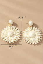 Load image into Gallery viewer, Raffia straw flower drop earrings
