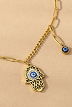 Load image into Gallery viewer, water proof hamsa evil eye pendant necklace
