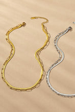 Load image into Gallery viewer, 2 LAYER PAPER CLIP AND HERRINGBONE CHAIN NECKLACE
