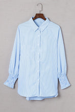 Load image into Gallery viewer, Stripe Smocked shirred oversized shirt blouse
