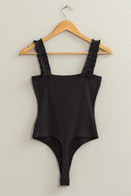 Load image into Gallery viewer, Ribbed Ruffle Strap Bodysuit
