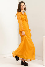 Load image into Gallery viewer, LOST IN LOVE RUFFLE TIE-WAIST MAXI WRAP DRESS
