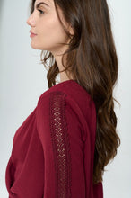 Load image into Gallery viewer, Surplice long sleeve with lace insert blouse
